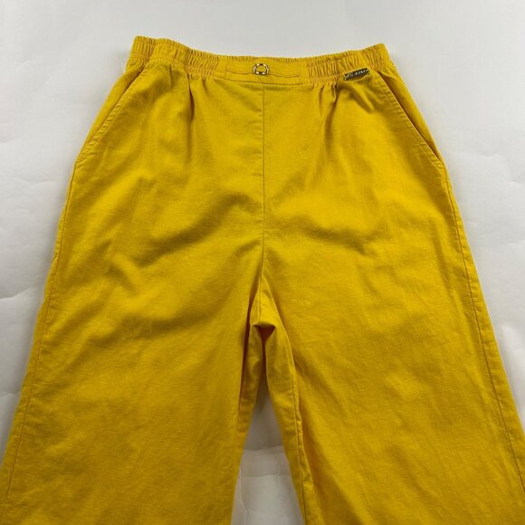 St. John Sport Nautical Yellow Linen Blend High Rise Wide Leg Pant S - Picture 2 of 6